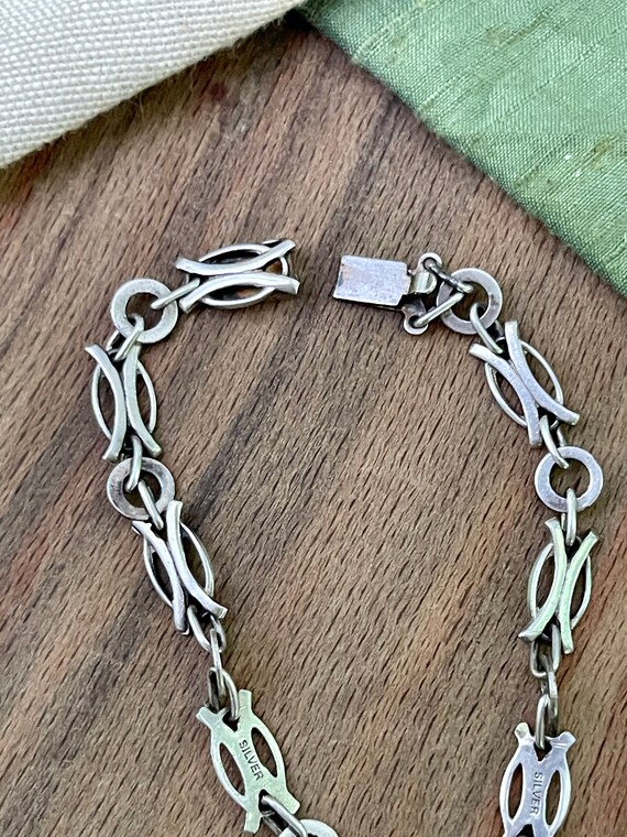 Very Cool 1980s Fancy Link Bracelet Solid Sterlin… - image 5