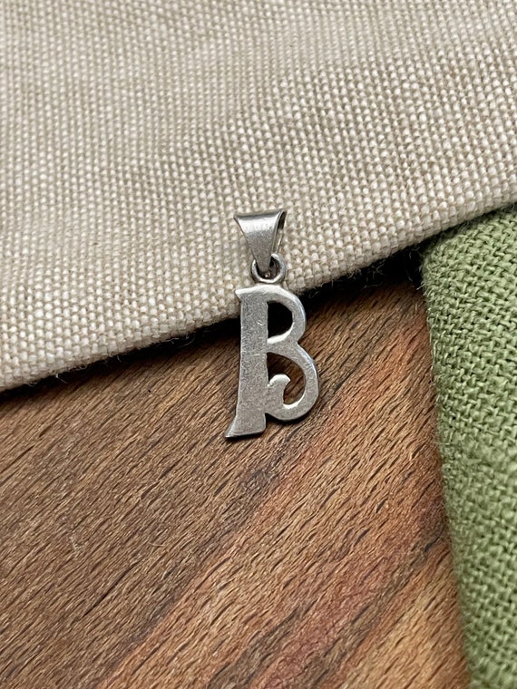 Initials Letter B Charm Pendent Solid 925 Sterlin… - image 1