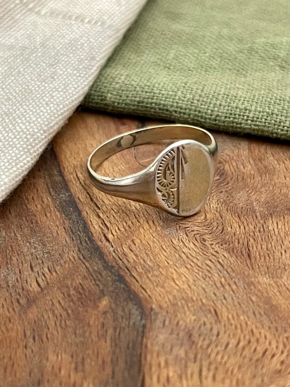 Large Mans ID Shield Solid Sterling 925 Silver Ri… - image 4