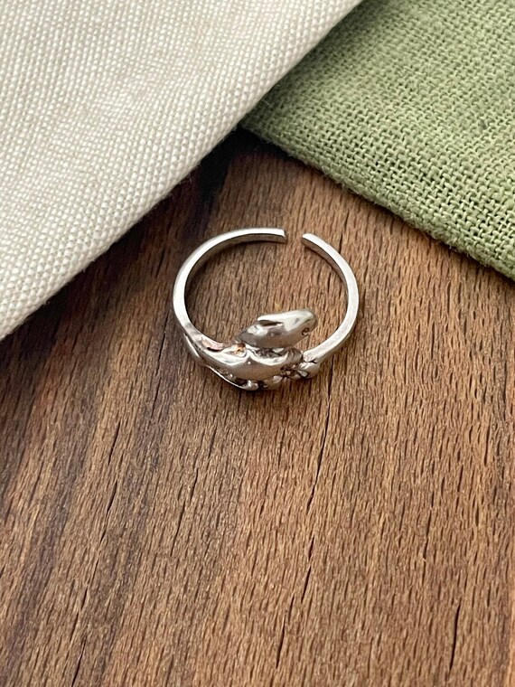 Adjustable Dolphin Surfer Solid Sterling 925 Silv… - image 2