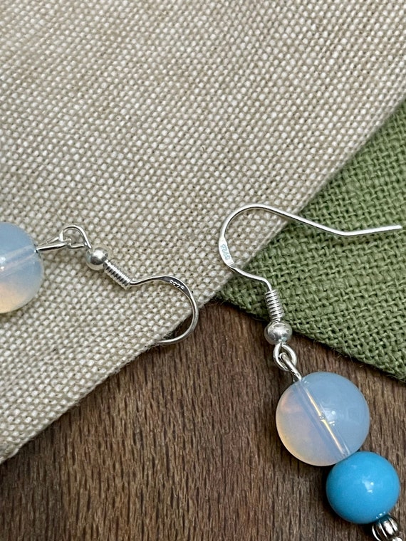 Turquoise Gem Stone Earrings Solid Sterling 925 S… - image 4