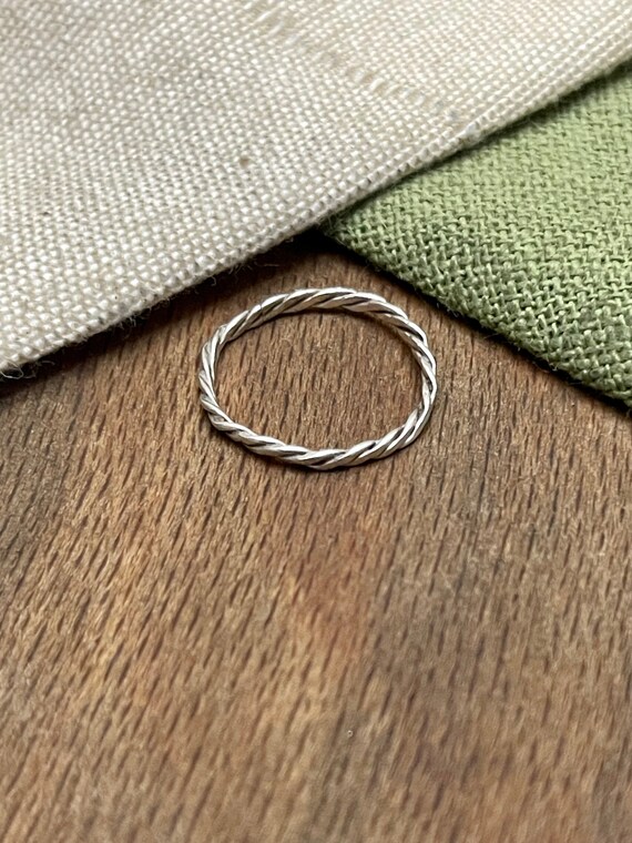 Plain Twisted Stacking Solid Sterling 925 Silver … - image 1