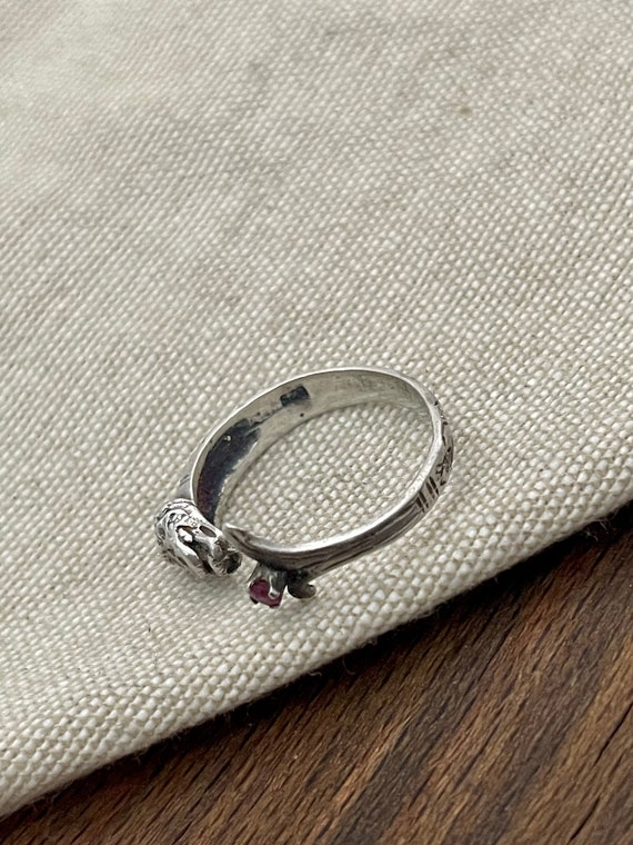 Dragon Head and Red Ruby Solid Sterling 925 Silve… - image 6