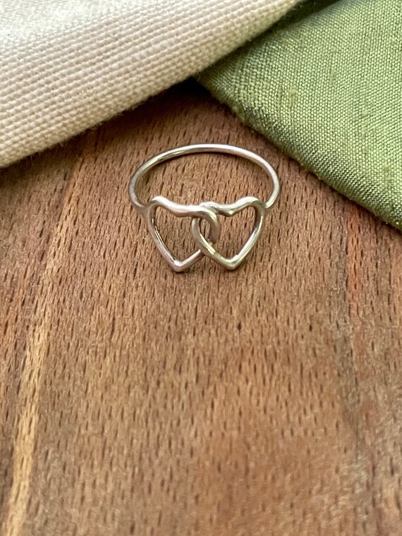 Nice Interlinking Heart Solid Sterling 925 Silver… - image 1
