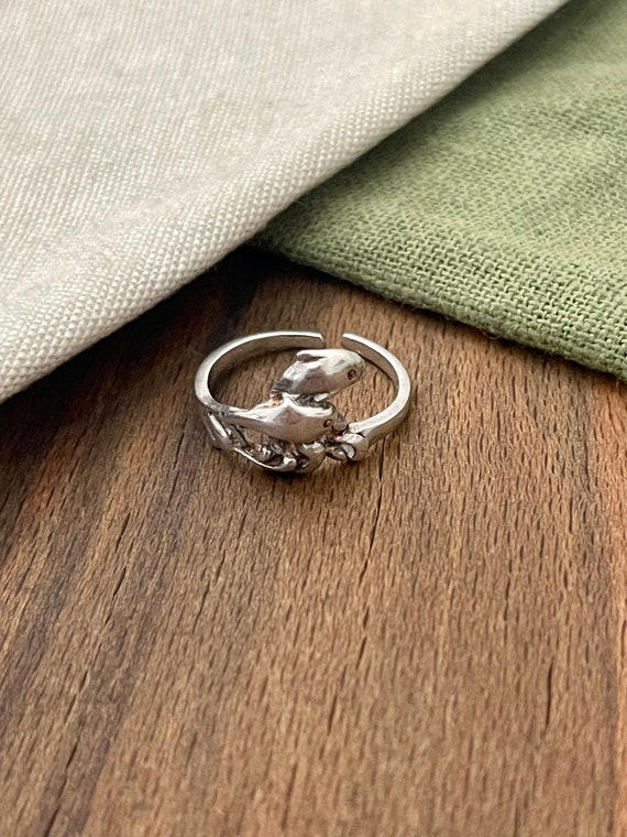 Adjustable Dolphin Surfer Solid Sterling 925 Silv… - image 1