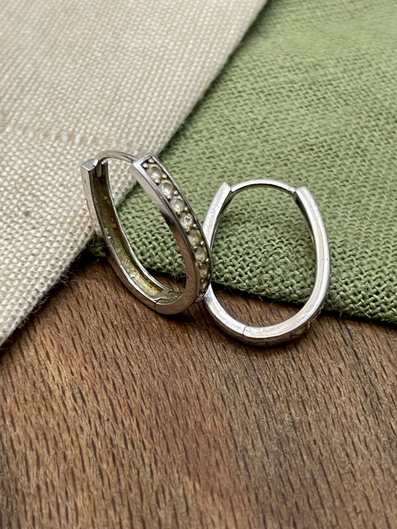 Large Sparkly Gem Earrings Solid Sterling 925 Sil… - image 1