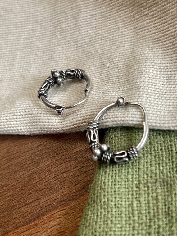 Twisted Loop Ring Hoop Earrings Solid Sterling 92… - image 3
