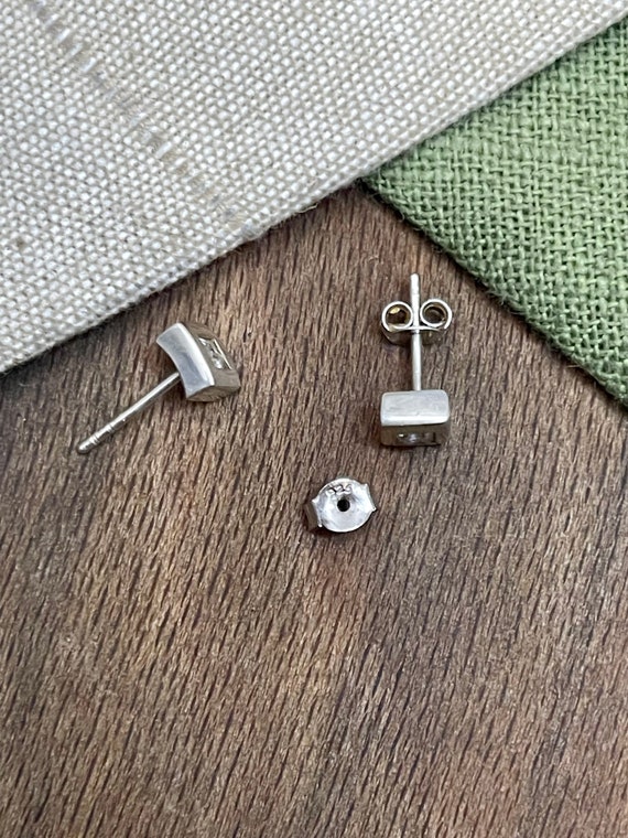 Square Sparkly Earrings Solid Sterling 925 Silver… - image 4