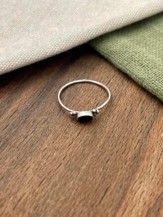 Oval Boho Stacking Solid Sterling 925 Silver Ring… - image 1