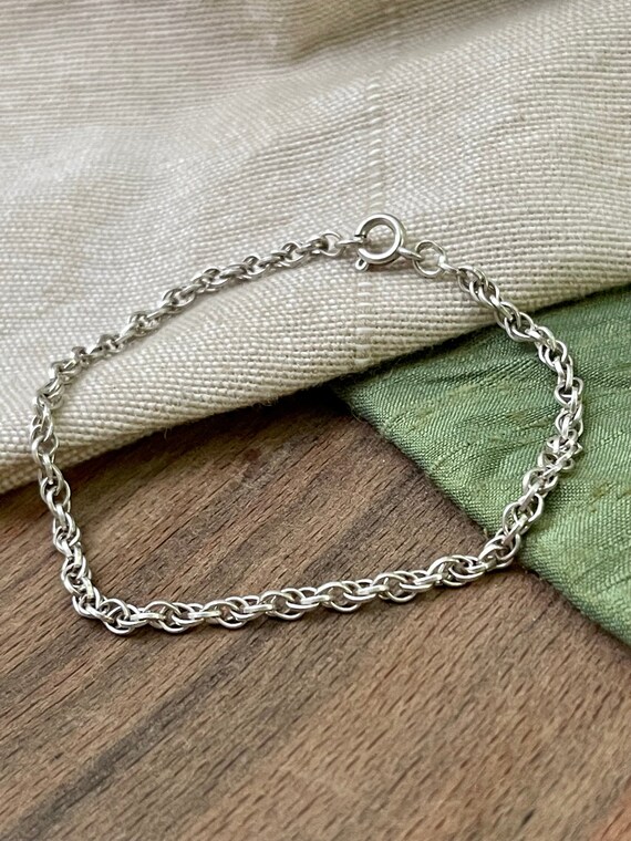 Nice Thin Twisted Link Bracelet Solid Sterling 92… - image 2
