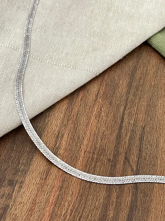 Nice Flat Snake Link Chain Necklace Solid Sterlin… - image 3