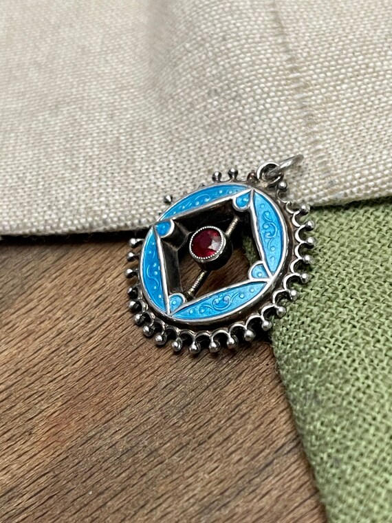 Russian Enamel Ruby Pendant Solid Sterling 800 Si… - image 2
