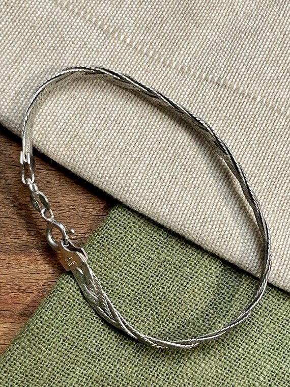 1980s Flat Link Chain Solid Sterling 925 Silver B… - image 2