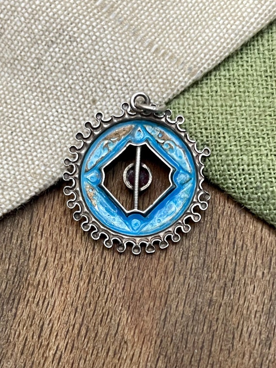 Russian Enamel Ruby Pendant Solid Sterling 800 Si… - image 3