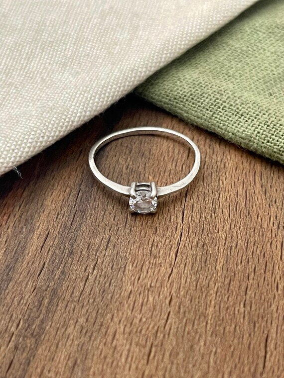 Thin Delicate Sparkly Stone Solid Sterling 925 Si… - image 1