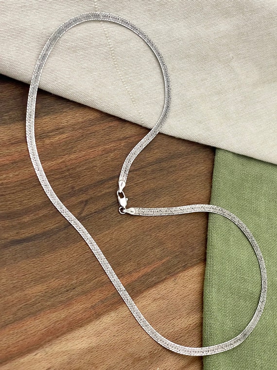 Nice Flat Snake Link Chain Necklace Solid Sterlin… - image 5