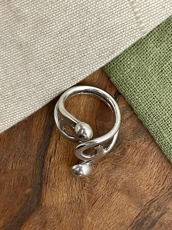Large Abstract Boho Solid Sterling 925 Silver Rin… - image 4