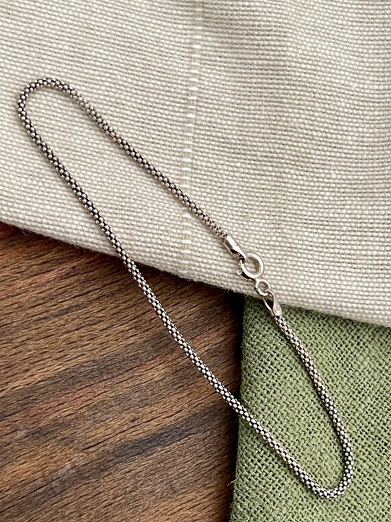 Thin Snake Rope Link Solid Sterling 925 Silver Br… - image 1