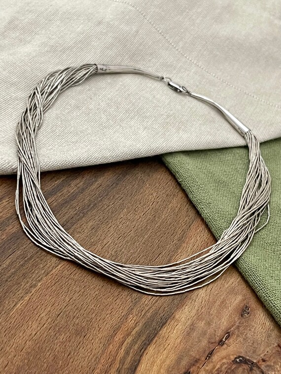 Multi Strand String Link Choker Chain Necklace So… - image 1