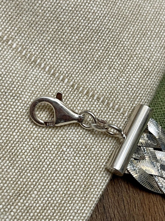 Woven Multi Strand Flat Link Solid Sterling 925 S… - image 6