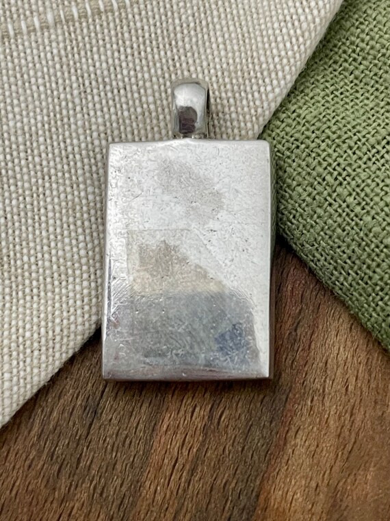 Nice Large Square White Shell Stone Pendant Solid… - image 4