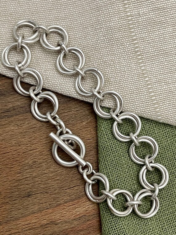 Thick Belcher Link Solid Sterling 925 Silver Brac… - image 2