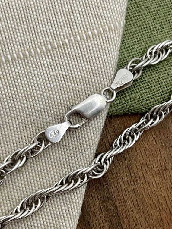 Thick Twisted Rope Solid Sterling 925 Silver Brac… - image 3