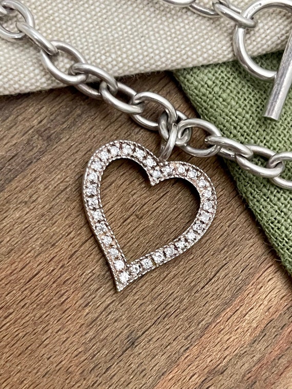 Belcher Link Heart Pendent Solid Sterling 925 Sil… - image 4