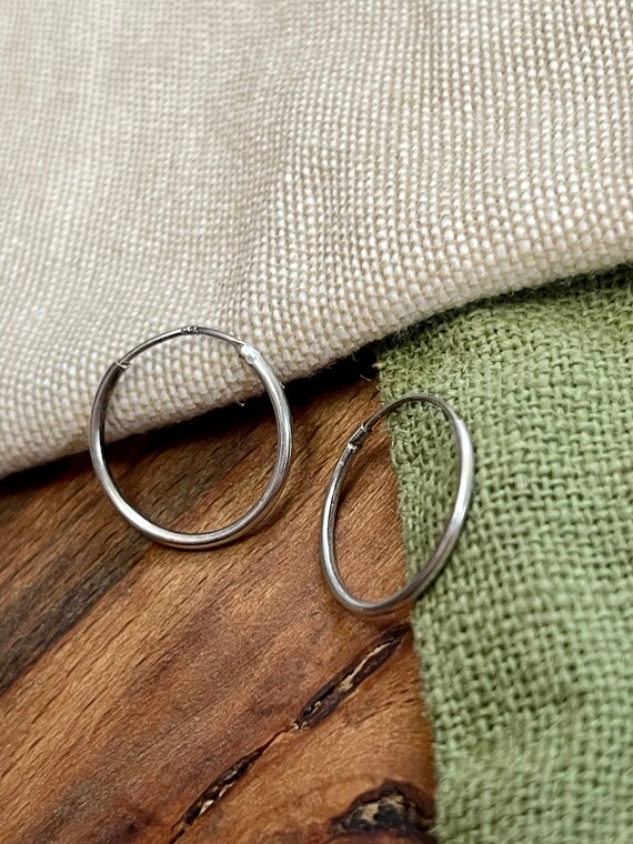 Small Thin Hoop Ring Earrings Solid Sterling 925 … - image 3
