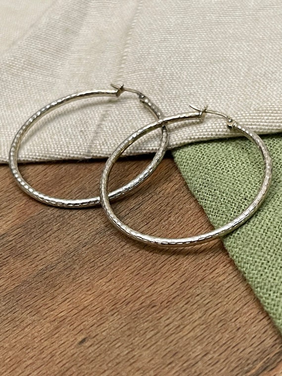 Nice Big Hoop Loops Earrings Solid Sterling 925 S… - image 2