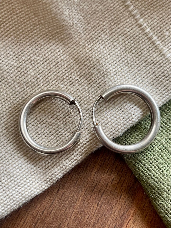 Thick Loop Ring Hoop Earrings Solid Sterling 925 … - image 4