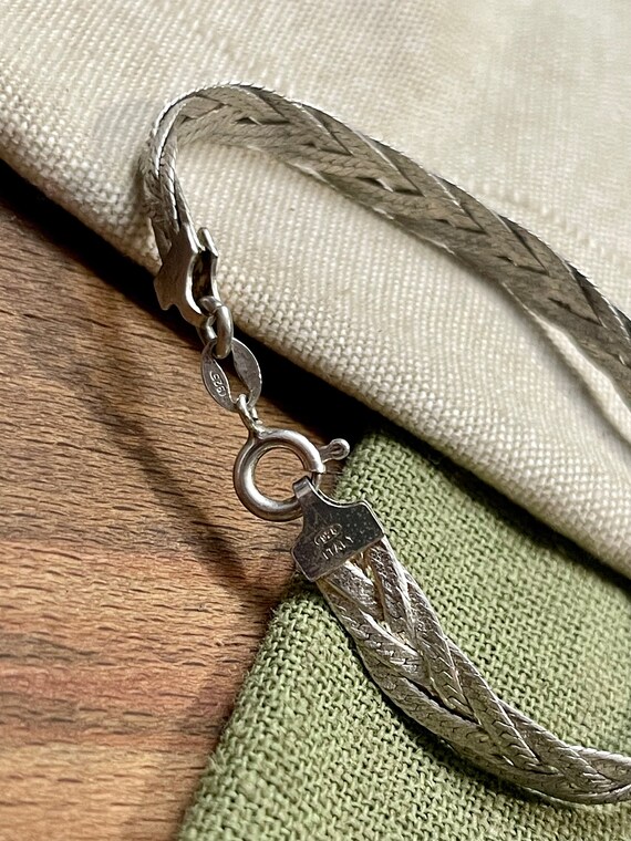 1980s Flat Link Chain Solid Sterling 925 Silver B… - image 3