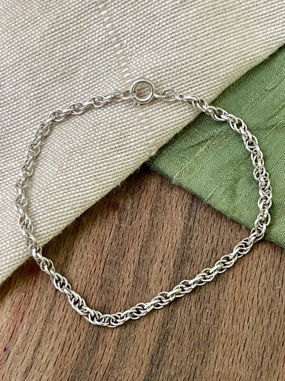 Nice Thin Twisted Link Bracelet Solid Sterling 92… - image 1