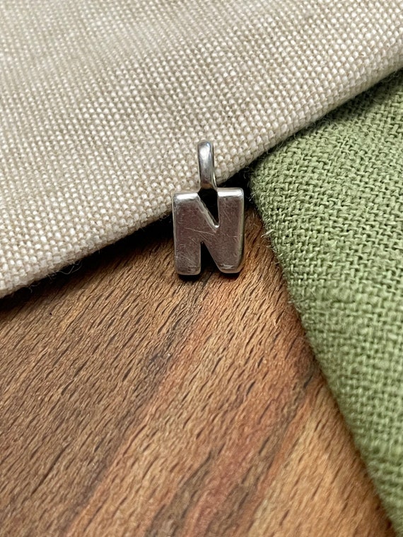 Initials Letter N Charm Pendent Solid 925 Sterlin… - image 1