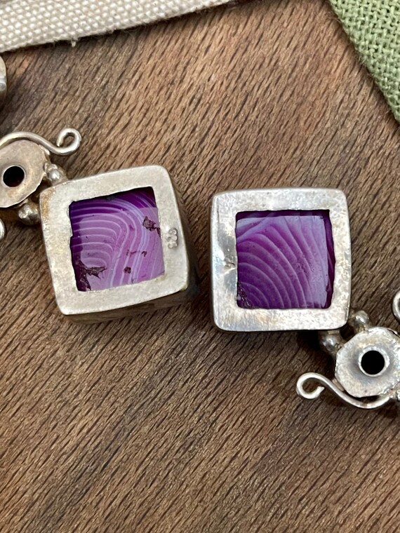 Dangling Pink Gem Earrings Solid Sterling 925 Sil… - image 4