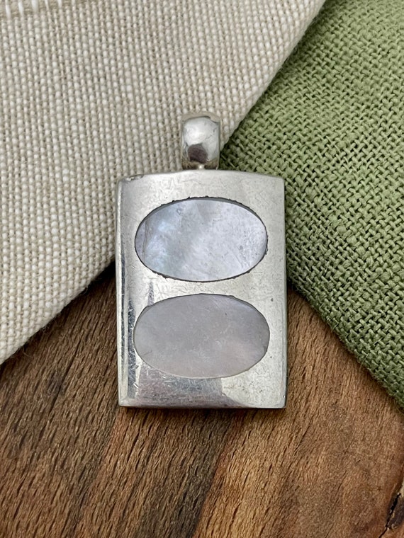 Nice Large Square White Shell Stone Pendant Solid… - image 1