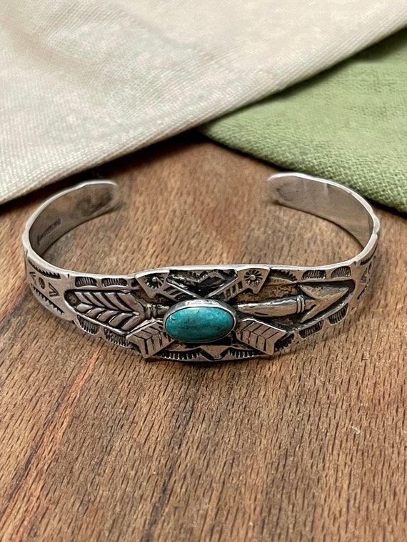 Native American Turquoise NAVAJO Bangle Bracelet … - image 1