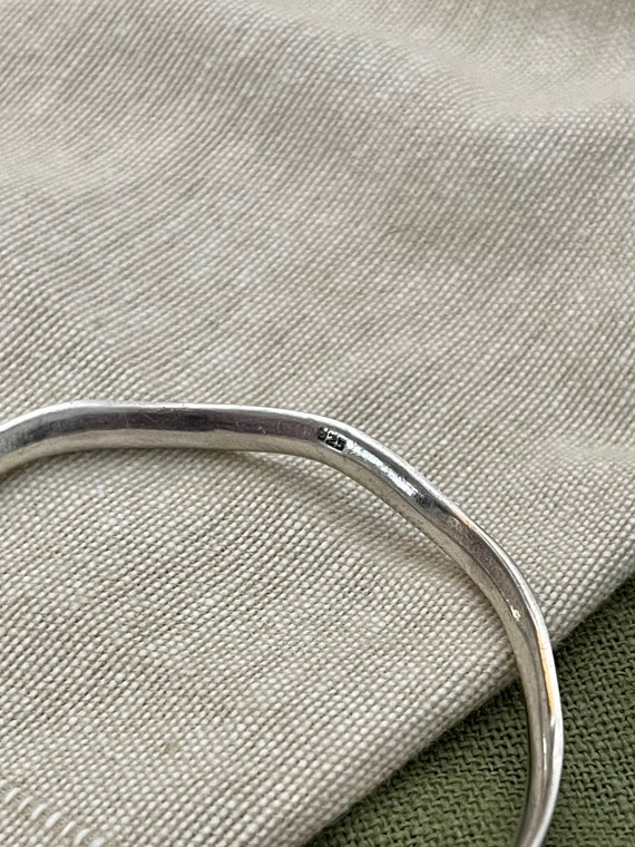 Wave Pattern Torque Bangle Bracelet Solid Sterlin… - image 5