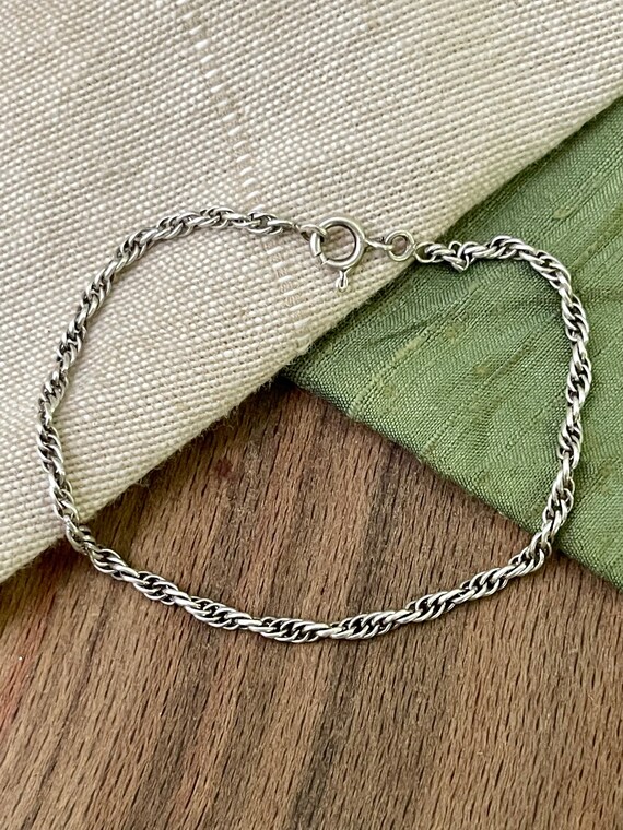 Nice Thin Twisted Link Bracelet Solid Sterling 92… - image 1