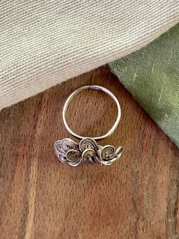 Nice Large Big Flower Solid Sterling 925 Silver R… - image 4