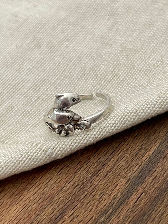 Adjustable Dolphin Surfer Solid Sterling 925 Silv… - image 4