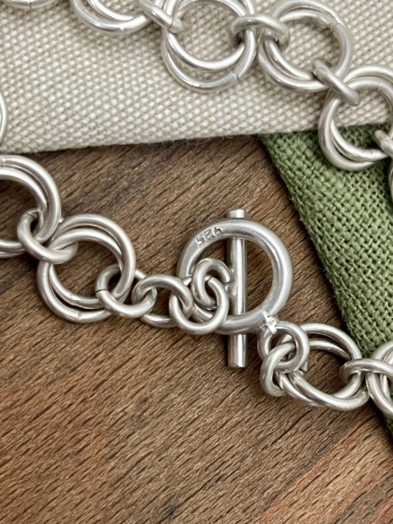 Thick Belcher Link Solid Sterling 925 Silver Brac… - image 4