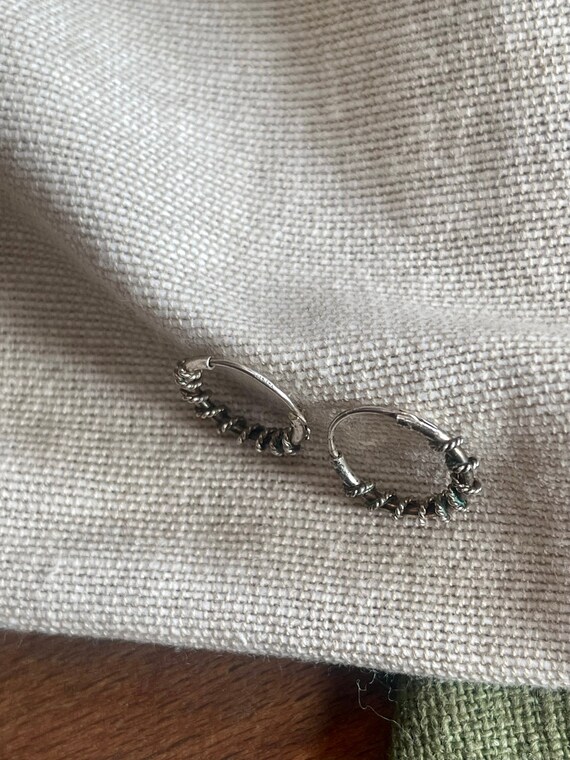Twisted Loop Ring Hoop Earrings Solid Sterling 92… - image 4
