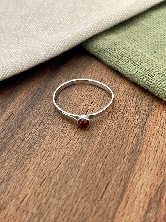 Thin Delicate Orange Glass Solid Sterling 925 Sil… - image 1