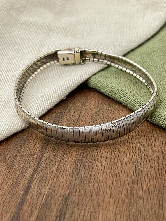 Wide Heavy Flat Snake Link Solid Sterling 925 Sil… - image 2