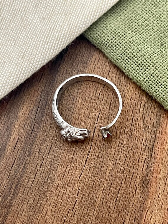 Dragon Head and Red Ruby Solid Sterling 925 Silve… - image 3