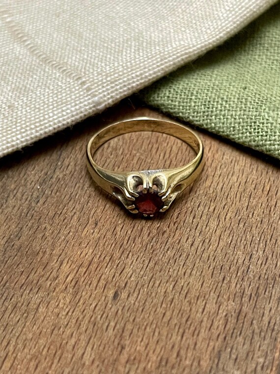 Large Red Ruby Gold Plated Solid Sterling 925 Sil… - image 1