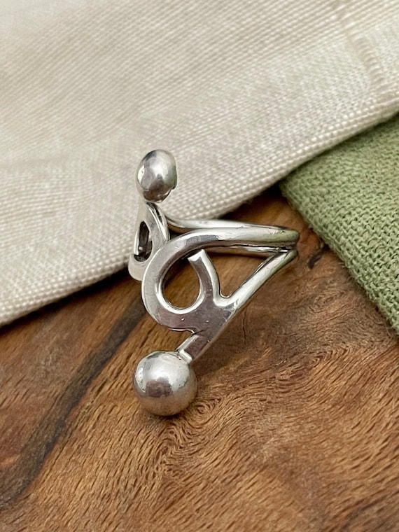 Large Abstract Boho Solid Sterling 925 Silver Rin… - image 3
