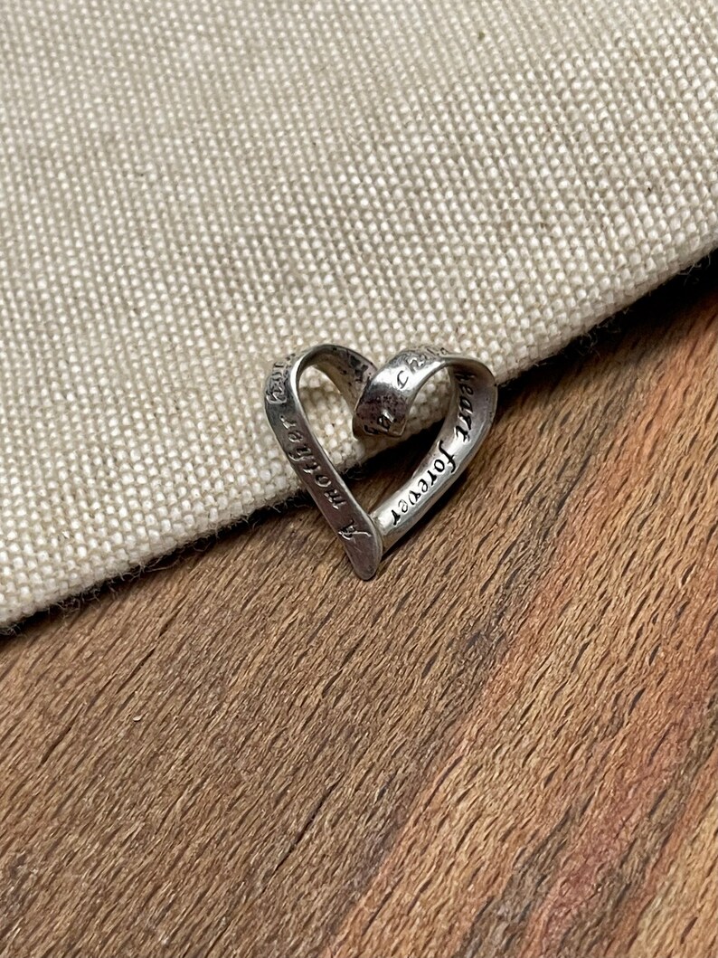 Love Ribbon Heart Mother Gift Pendent Solid 925 Sterling Silver Vintage ...