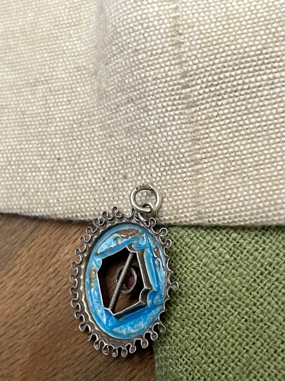 Russian Enamel Ruby Pendant Solid Sterling 800 Si… - image 5